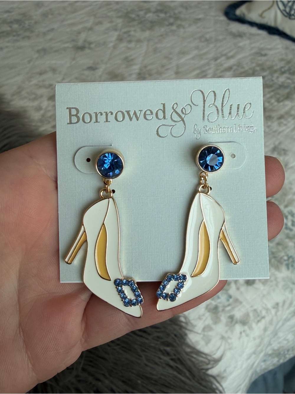 Borrowed & Blue by Southern Living Blue Crystal White Bride Shoe Dangle Earrings